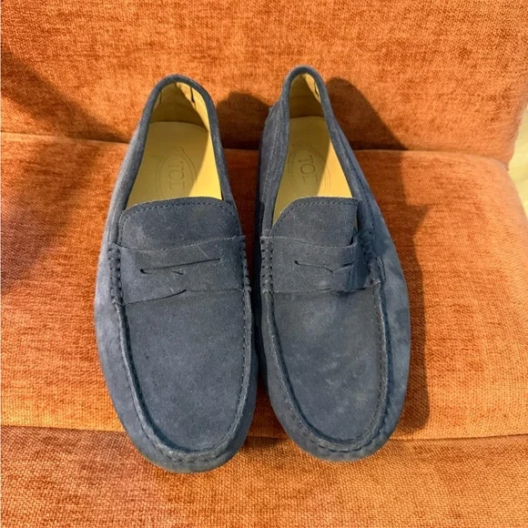 Tod’s Men's Blue Suede Driving Shoes